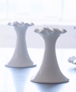 Flirt White Ceramic Candle Holders